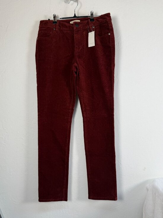 CAbi Denim - Cabi Corduroy Pants Womens Size 10 Burgundy Red Slim Jean Casual Stretch NWT